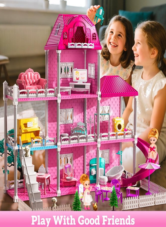 JUKUDAHU Villa Playset for Girls Ages 3-7, Indoor Playset Girls Toys with 3 Storeys 7 Rooms 2 Dolls for Ages 6-8, Furniture and Accessories, Pretend Toddler Toy, Birthday Gifts for Kids 3 4 5 6 7 8 - Image 3